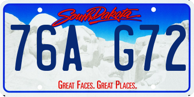 SD license plate 76AG72