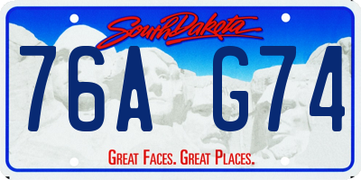 SD license plate 76AG74