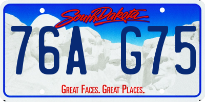 SD license plate 76AG75