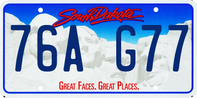 SD license plate 76AG77