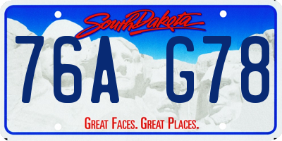SD license plate 76AG78