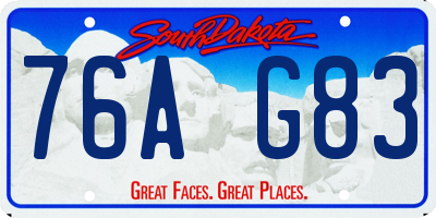 SD license plate 76AG83
