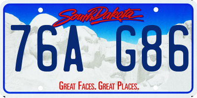 SD license plate 76AG86