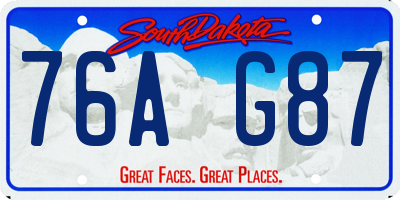 SD license plate 76AG87