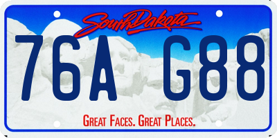 SD license plate 76AG88