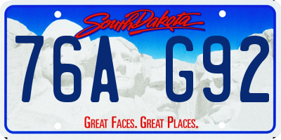 SD license plate 76AG92