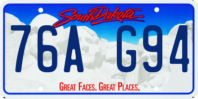 SD license plate 76AG94