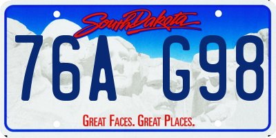 SD license plate 76AG98