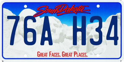 SD license plate 76AH34