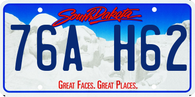 SD license plate 76AH62