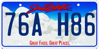 SD license plate 76AH86