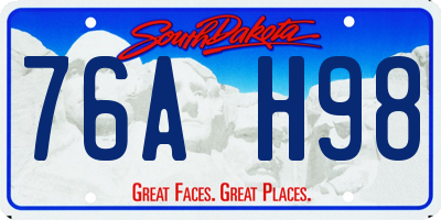 SD license plate 76AH98