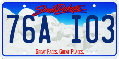 SD license plate 76AI03
