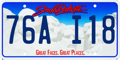 SD license plate 76AI18