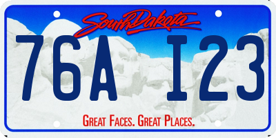 SD license plate 76AI23