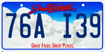 SD license plate 76AI39