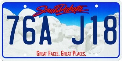 SD license plate 76AJ18