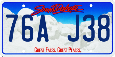 SD license plate 76AJ38