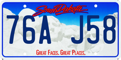 SD license plate 76AJ58