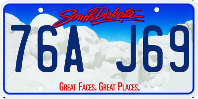 SD license plate 76AJ69