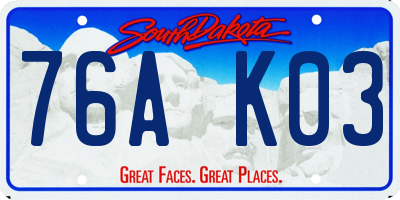 SD license plate 76AK03