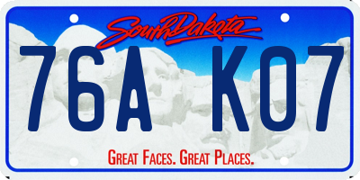 SD license plate 76AK07