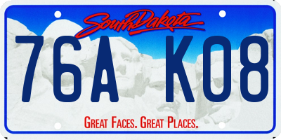 SD license plate 76AK08