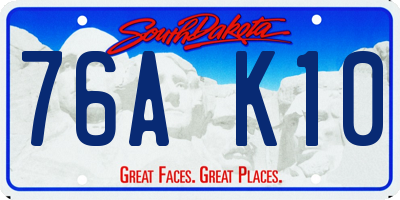 SD license plate 76AK10