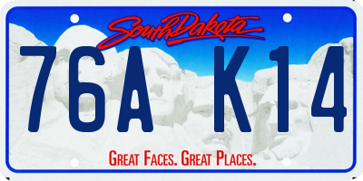 SD license plate 76AK14