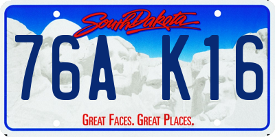 SD license plate 76AK16