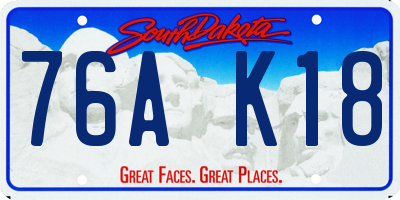 SD license plate 76AK18