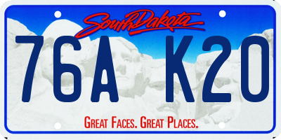 SD license plate 76AK20