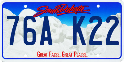 SD license plate 76AK22