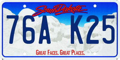 SD license plate 76AK25