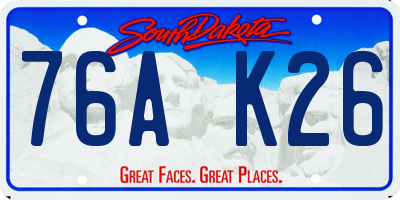 SD license plate 76AK26