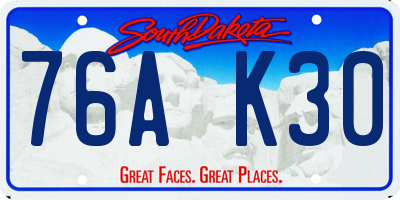 SD license plate 76AK30