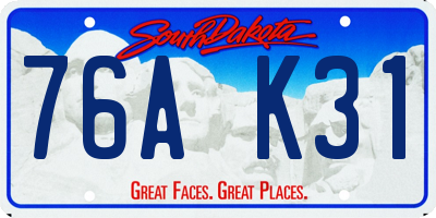 SD license plate 76AK31