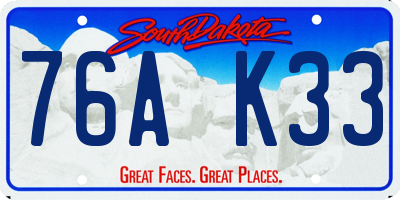SD license plate 76AK33
