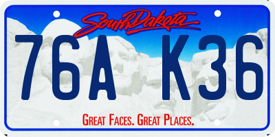 SD license plate 76AK36