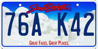 SD license plate 76AK42