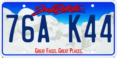 SD license plate 76AK44