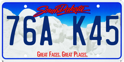 SD license plate 76AK45