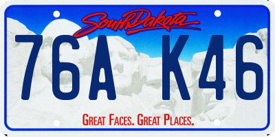 SD license plate 76AK46