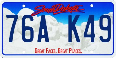 SD license plate 76AK49