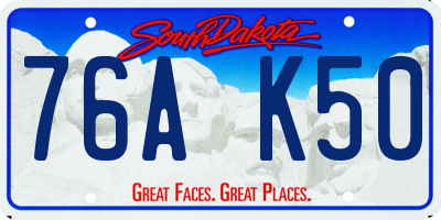 SD license plate 76AK50