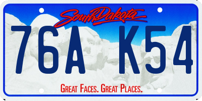 SD license plate 76AK54