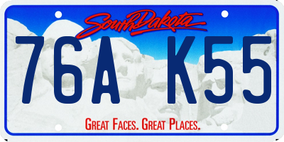 SD license plate 76AK55