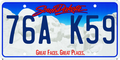 SD license plate 76AK59