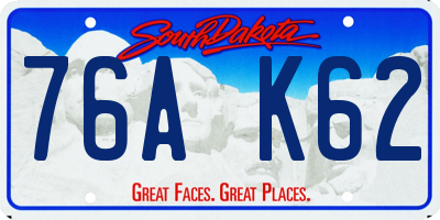 SD license plate 76AK62