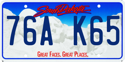 SD license plate 76AK65
